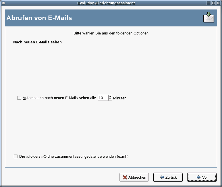 Empfangsoptionen fr E-Mail-Verzeichnisse im MH-Format