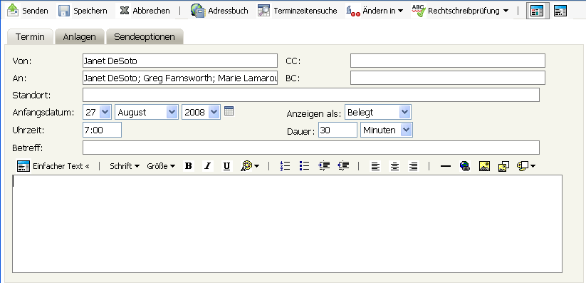 Layout „Termin“