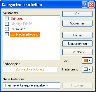 Dialogfeld „Kategorien“ 										
