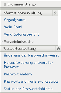 Menüaktionen der Registerkarte „Identitätsselbstbedienung“