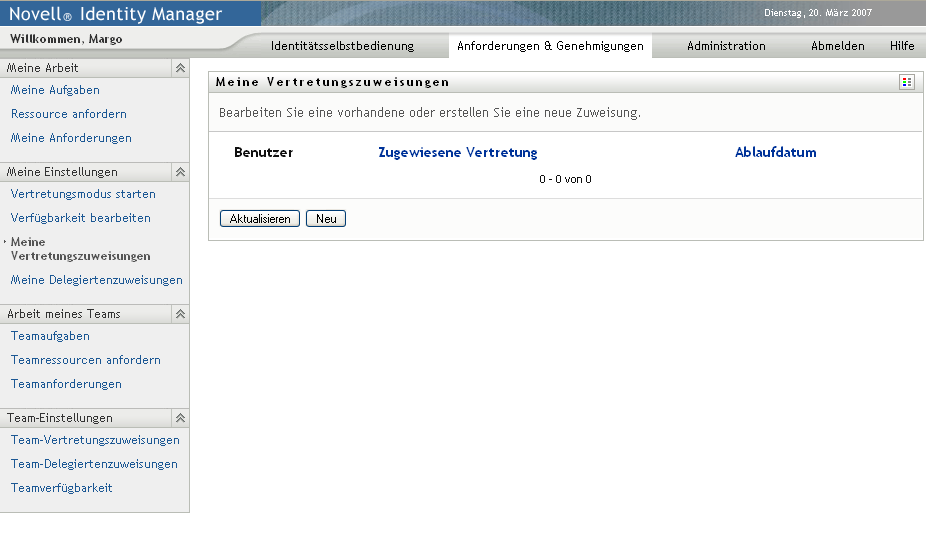 Seite „Meine Vertretungszuweisungen“ 