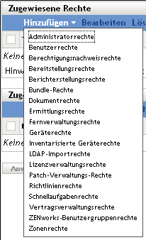 Dropdown-Liste des Menüs "Hinzufügen"
