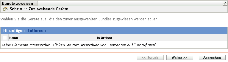 Seite Bundle-Zuweisungen