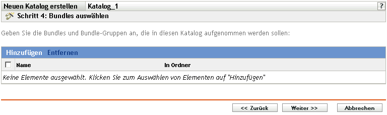 Seite Bundles auswählen