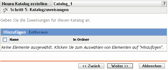 Seite Katalogzuweisungen