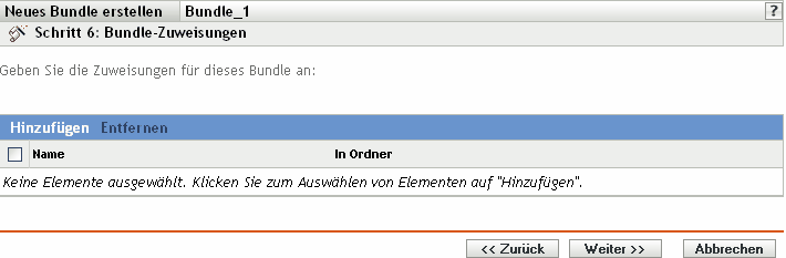 Seite Bundle-Zuweisungen