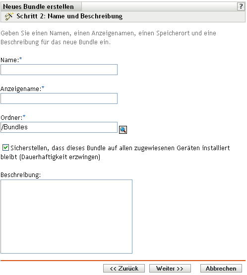 Schritt 2: Seite Name und Beschreibung
