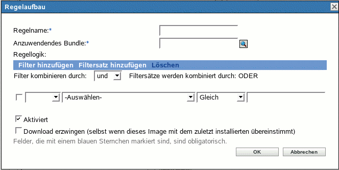 Dialogfeld "Regelaufbau"