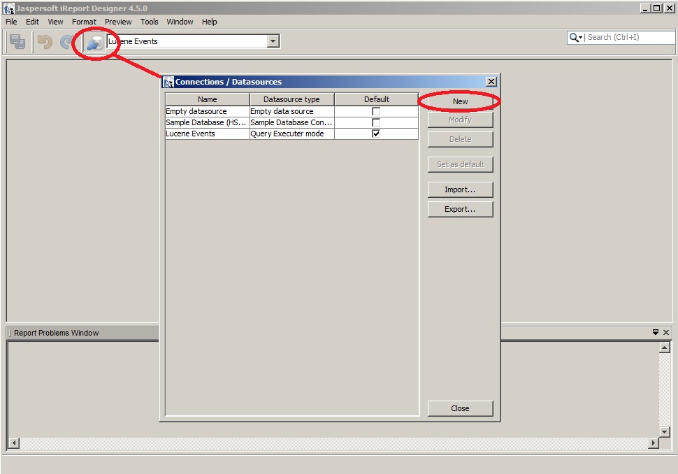 Create a new report datasource