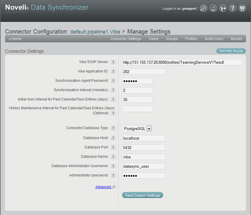 Vibe OnPrem Connector Configuration page
