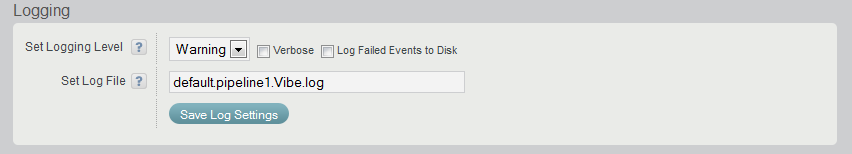 Logging section of the Vibe OnPrem Connector Configuration page