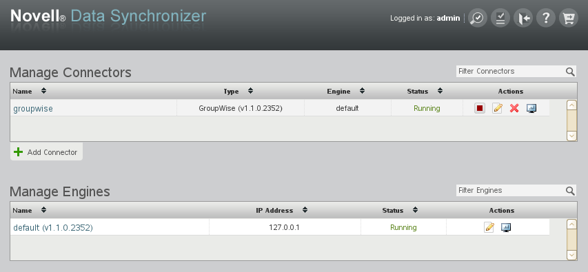 Synchronizer Web Admin with the GroupWise Connector running