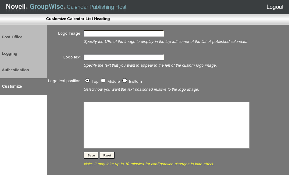 Customize Calendar List Heading page