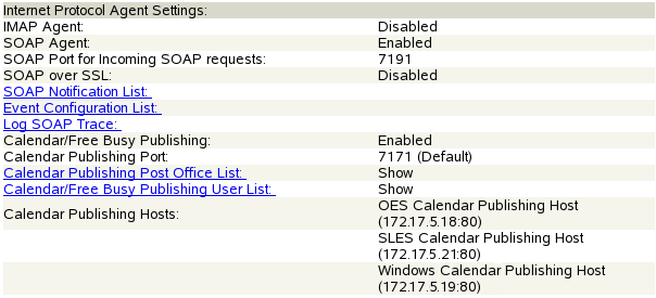 Internet Protocol Agent Settings section of the POA Web console Configuration page