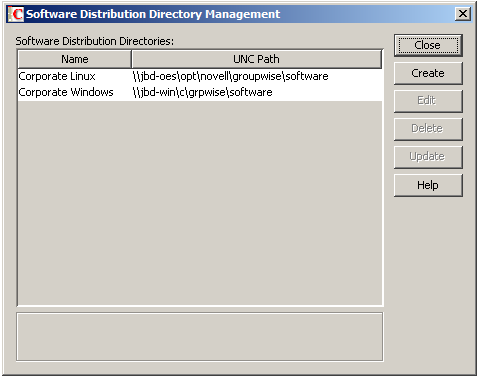 Software Distribution Directory Management dialog box