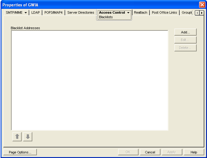 Blacklists page