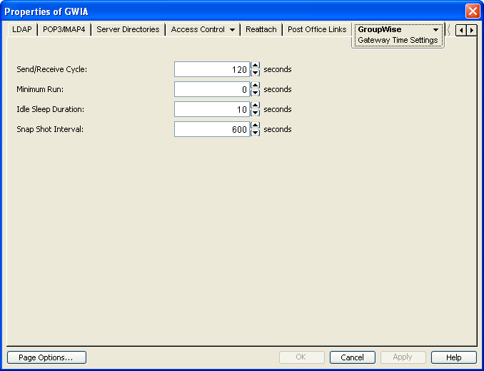 Gateway Time Settings property page
