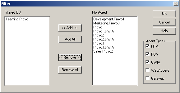 Filter dialog box