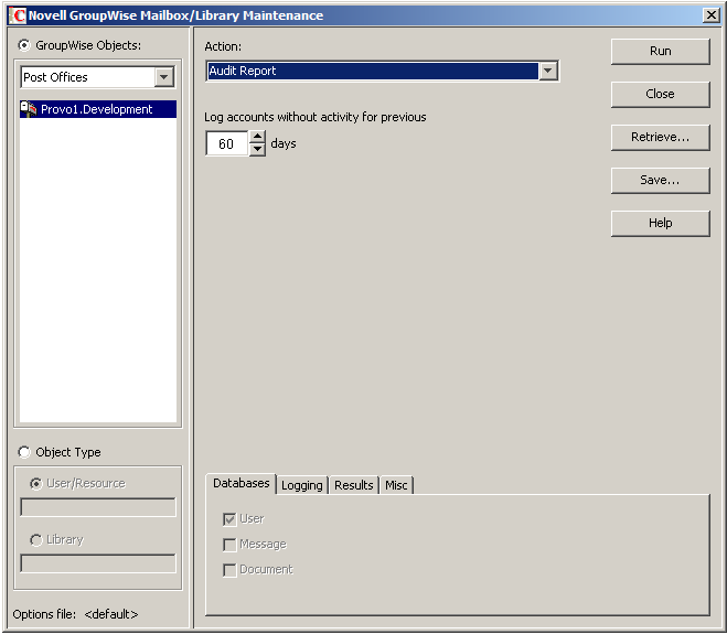 Audit Report dialog box