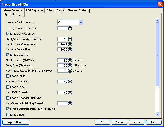 Agent Settings property page