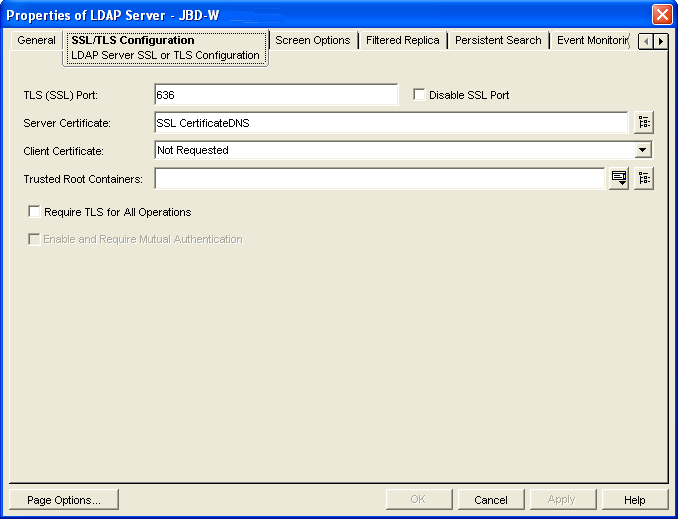 SSL/TLS Configuration property page