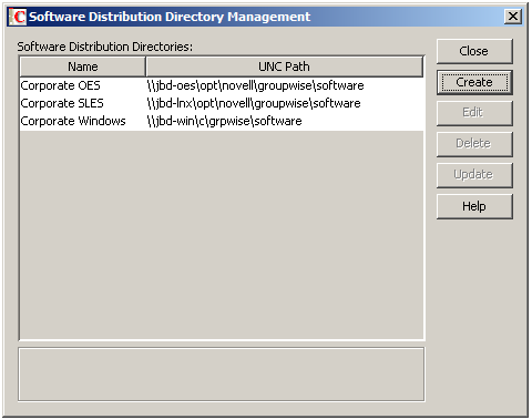 Software Distribution Directory Management dialog box