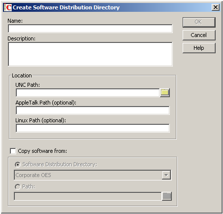 Create Software Distribution Directory dialog box