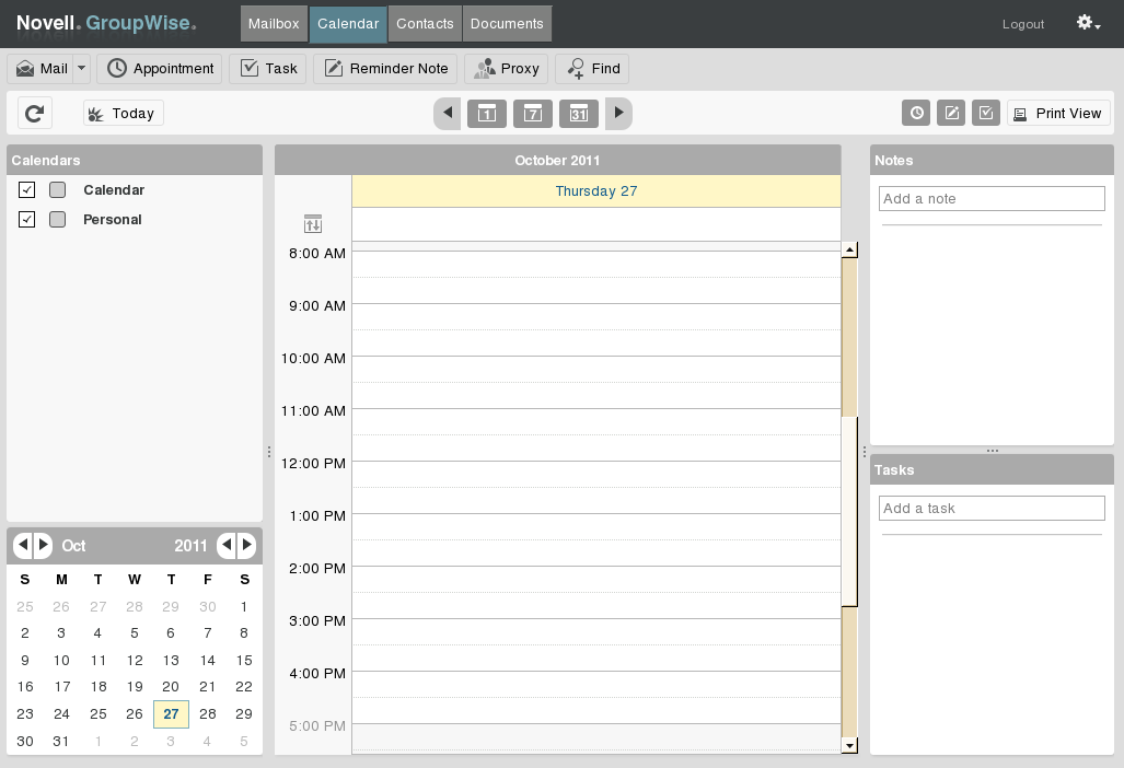 WebAccess Calendar Day view