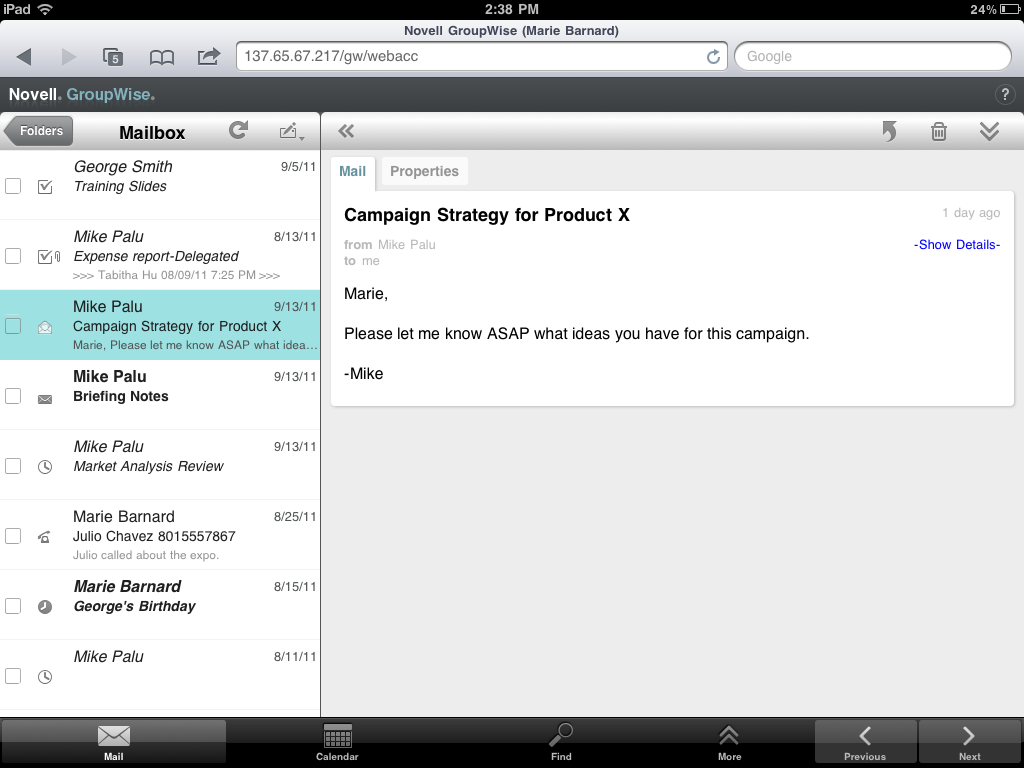 Main WebAccess window