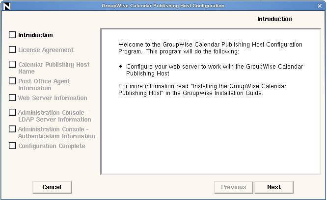 Calendar Publishing Host Installation program