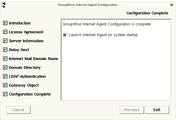 Installation Complete page