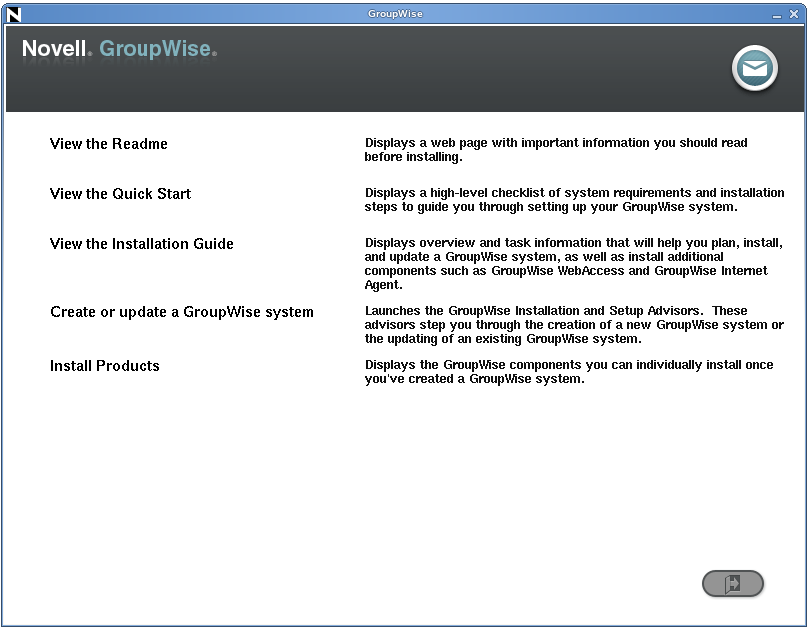 GroupWise Installation program