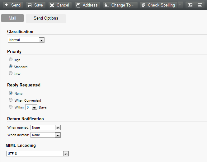Mail view send options