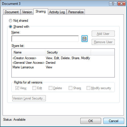 Document Properties dialog box