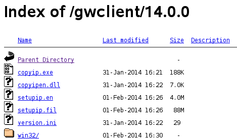 List of GroupWise client files on the web server