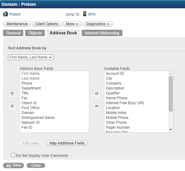 Address Book tab