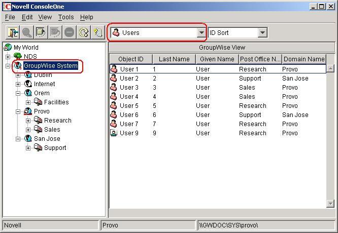 GroupWise View with Users displayed