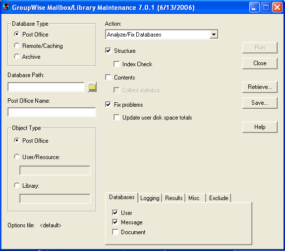 Mailbox/Library Maintenance dialog box