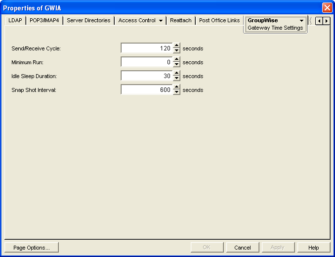 Gateway Time Settings property page