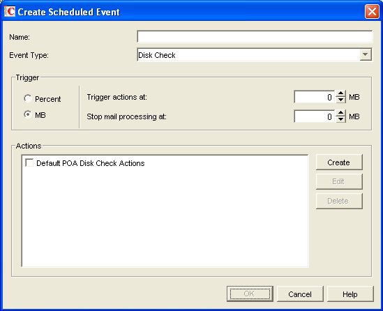 Create Scheduled Event dialog box