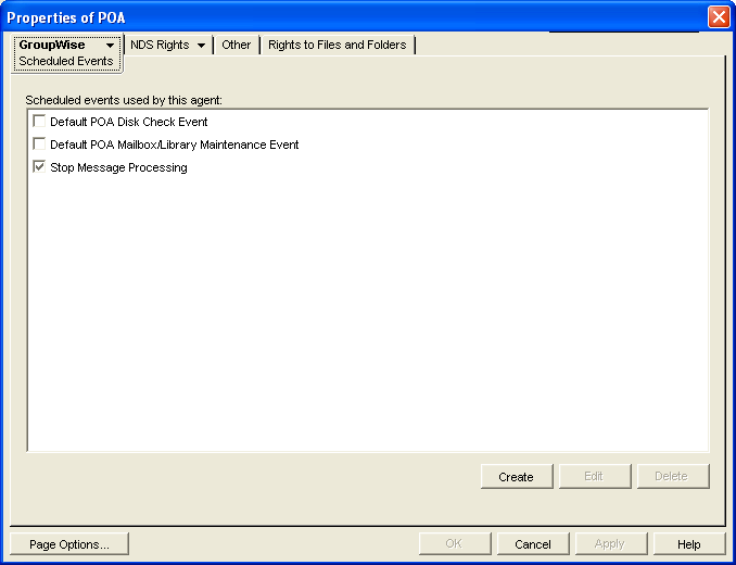 Scheduled Events property page