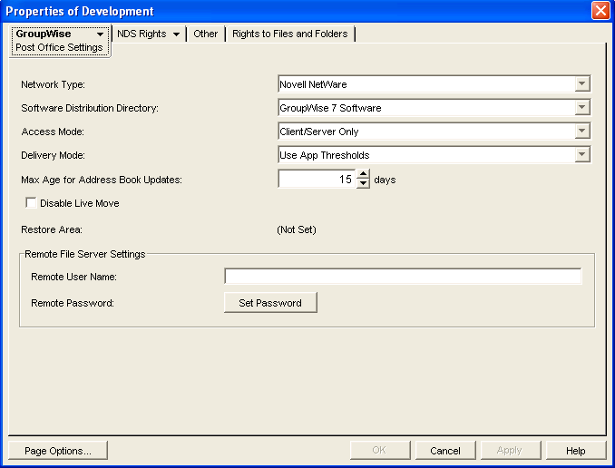 Post Office Settings page