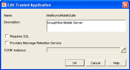 Edit Trusted Application dialog box