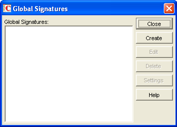 Global Signatures list dialog box