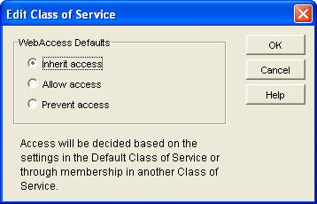 Edit Class of Service dialog box