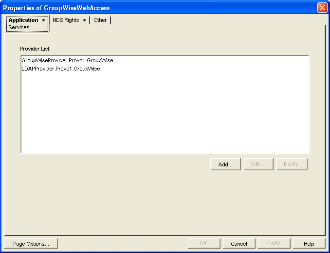 WebAccess Application Provider List