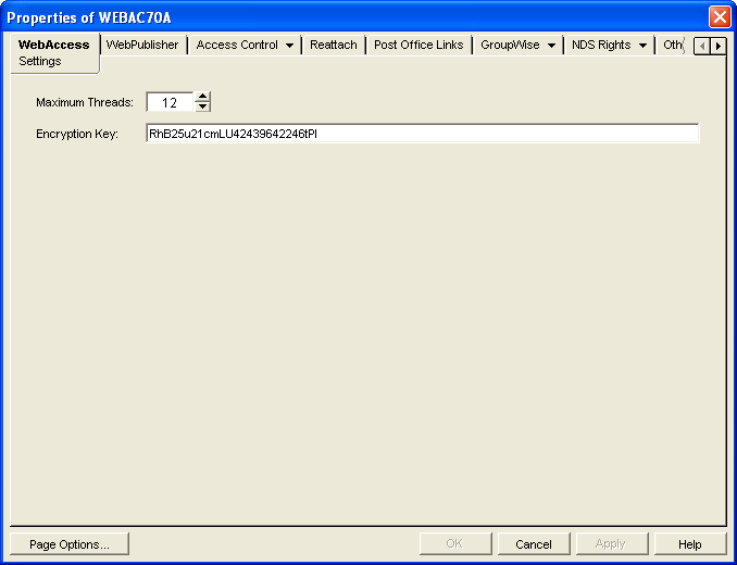 WebAccess Settings property page