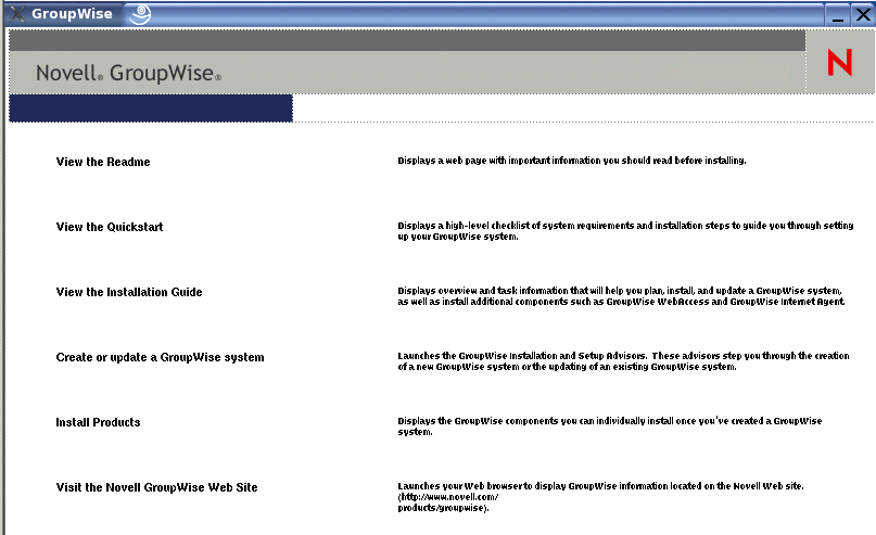 GroupWise Installation program on Linux