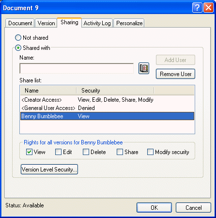 Document Properties dialog box