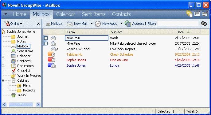 Mailbox folder showing checklist items